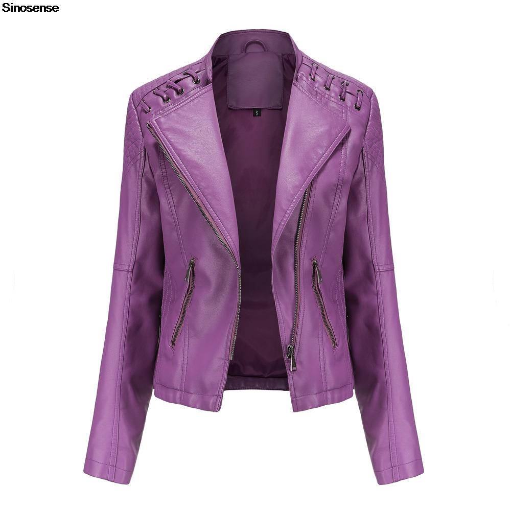 Riding Jacket Leather - Jaqueta de couro PU falso feminino,