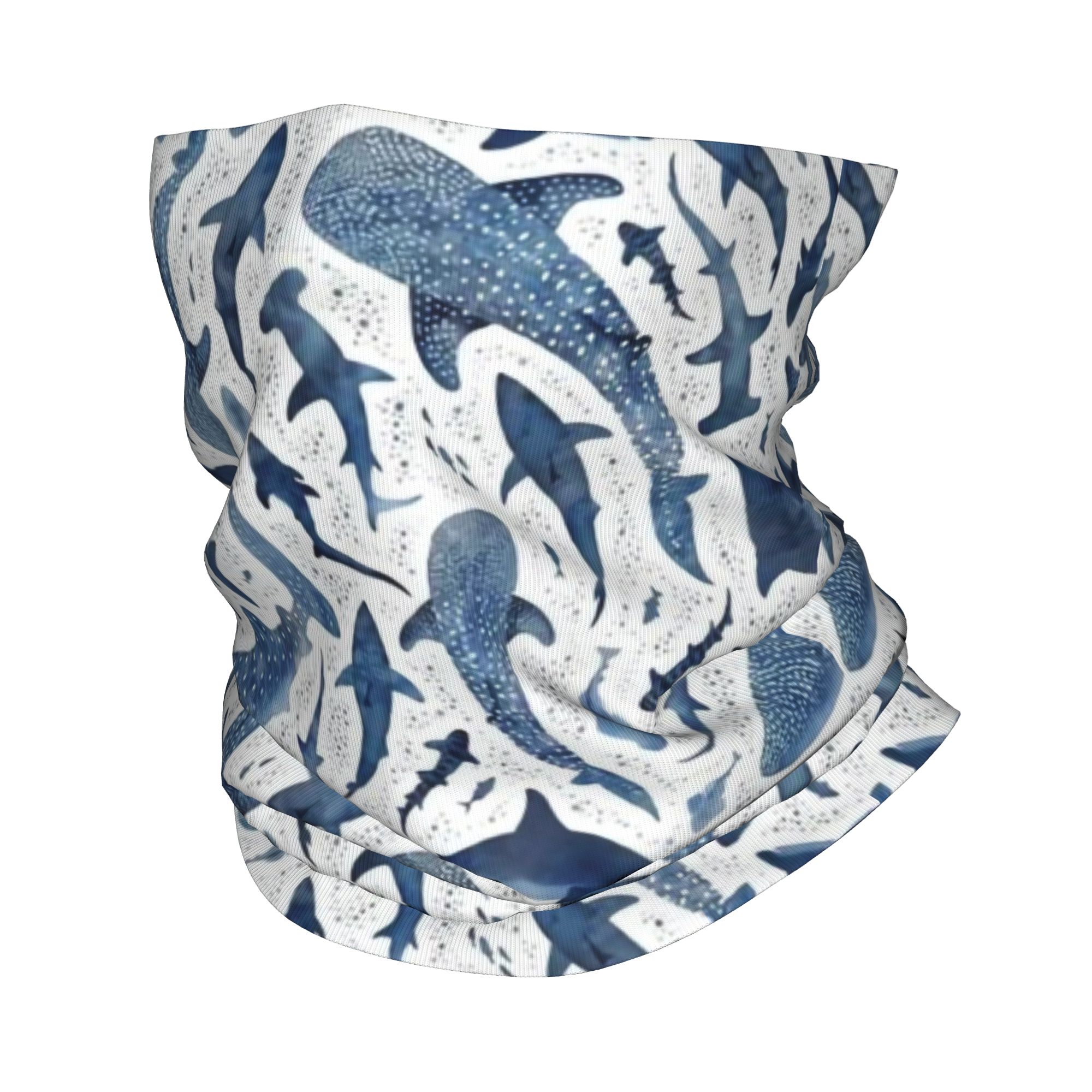 Neck Warmer Balaclava - Personalizado azul aquarela tubarão bandana pescoço