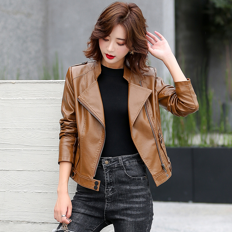 Riding Jacket Leather - M-5XL Novo Mulheres Couro rachado Jaqueta