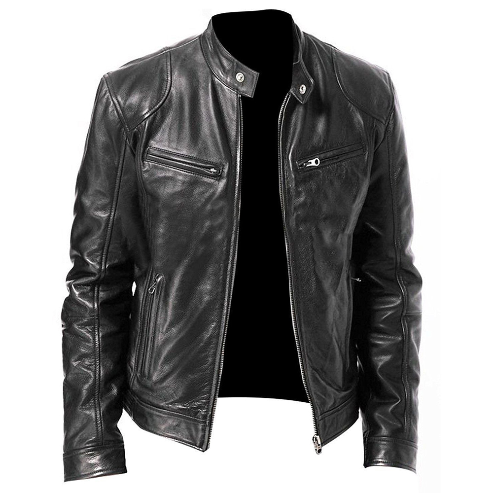 Riding Jacket Leather - Jaqueta de couro PU para homens,
